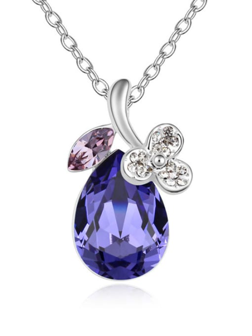 purple Shiny Water Drop austrian Crystals Alloy Necklace