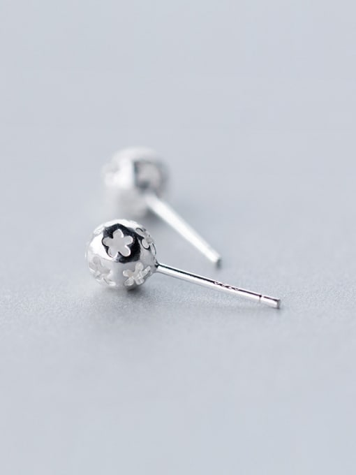 Rosh S925 Silver Pierced Ball Shaped flower stud Earring 2