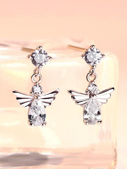 Dan 925 Sterling Silver With Cubic Zirconia Trendy Insect Drop Earrings 1