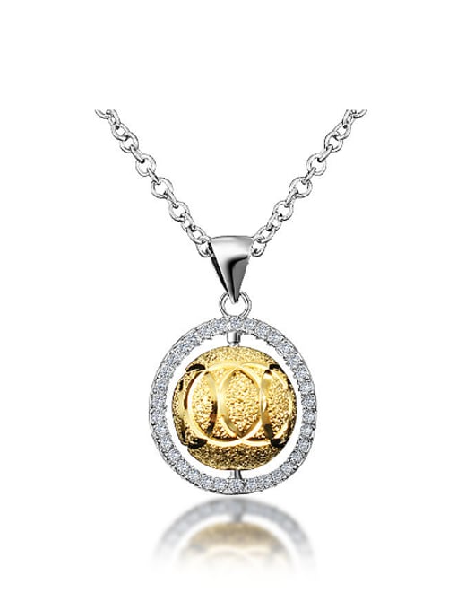 Gold Fashion Round Cubic Zirconias 925 Sterling Silver Pendant