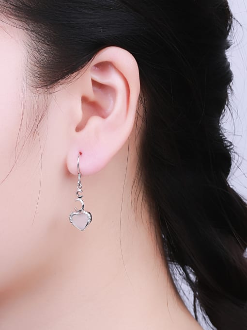 One Silver Elegant Opal Stone Drop Earrings 1