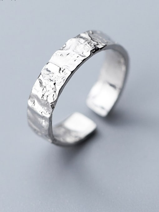 Rosh 925 Sterling Silver With Platinum Plated Simplistic Irregular Pattern Free Size  Rings 1
