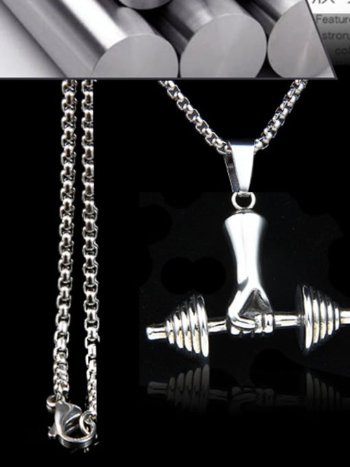 BSL Stainless Steel With Personality dumbbell Necklaces 2