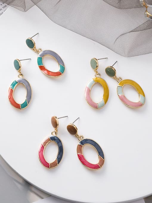 Girlhood Alloy With Imitation Gold Plated Simplistic Oval Drop Earrings