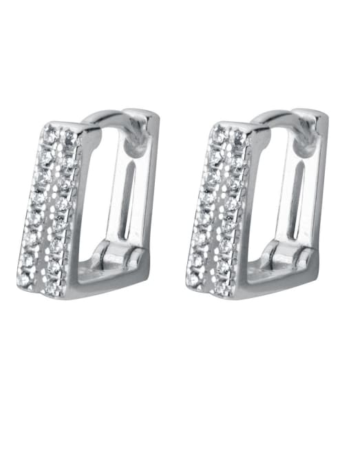 Rosh 925 Sterling Silver With Cubic Zirconia  Simplistic Geometric Clip On Earrings 3