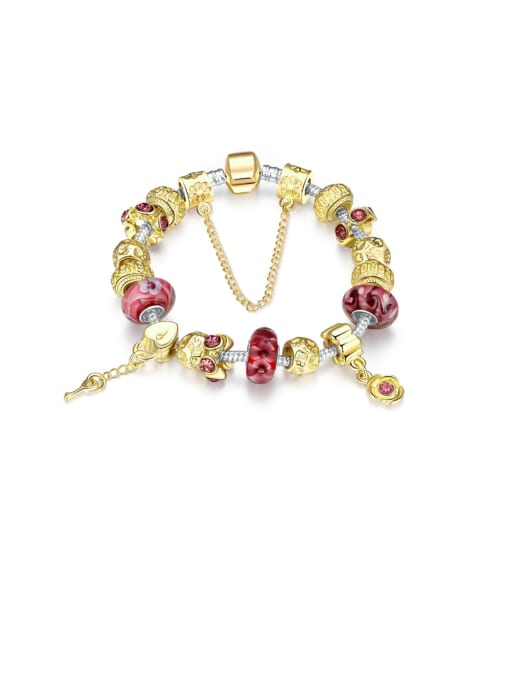 Red 18K Gold Luxury Lucite Beads Bracelet