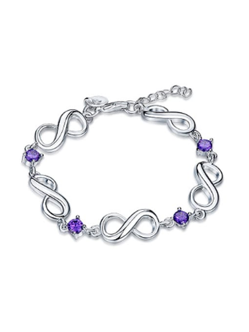 OUXI Fashion Purple Zircon Eight-shaped Bracelet