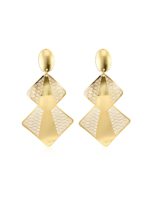 OUXI Women Exquisite 18K Gold Geometric Shaped Stud drop earring 0