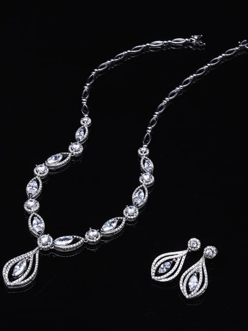 Luxu Fashion Women Luxury Two Pieces Jewelry  Wedding Accessories 3