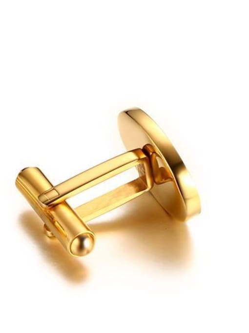 CONG Luxury Gold Plated Oval Shaped Rhinestone Titanium Cufflinks 1