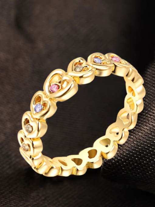 Ronaldo Exquisite 18K Gold Heart Shaped Crystal Ring 1