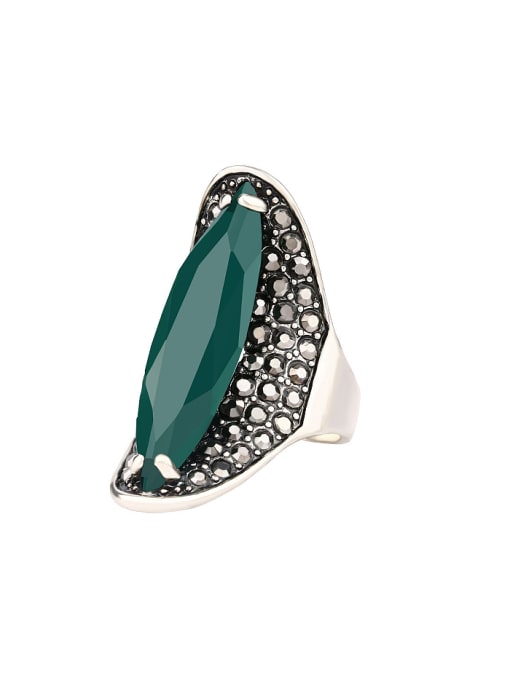 Green Personalized Retro Resin Stone Alloy Ring