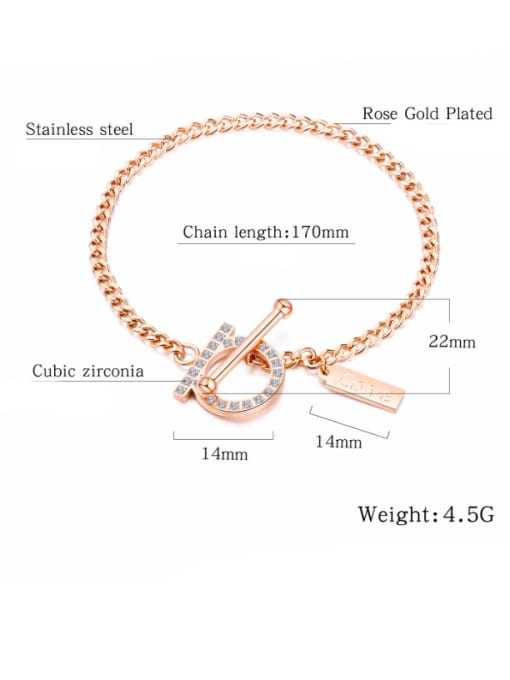 Open Sky Stainless Steel With Rose Gold Plated Simplistic Monogrammed Bracelets 3