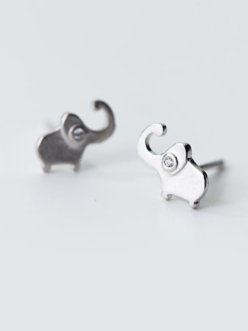 Rosh Cute Elephant Shaped S925 Silver Rhinestones Stud Earrings 0