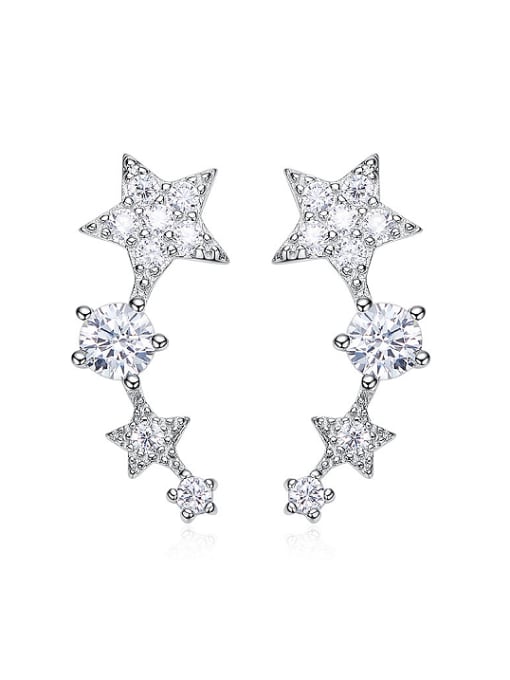 CEIDAI Fashion Tiny Cubic Zirconias Stars 925 Silver Stud Earrings 0