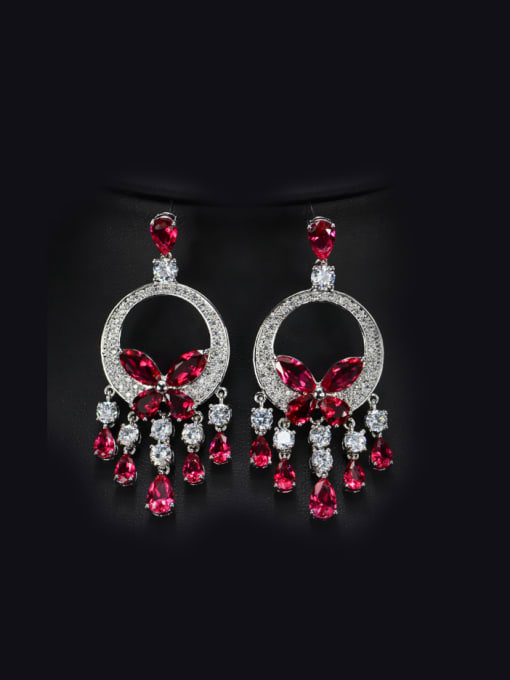 Red Fashion Tassel Drop Chandelier earring