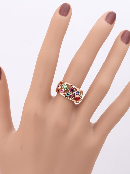ZK Colorful Zircons Retro Style Plating Ring 1