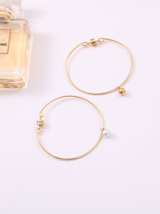 GROSE Titanium With Gold Plated Simplistic Round Bangles 2