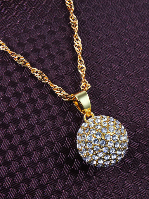 SANTIAGO Exquisite Ball Shaped Zircon 18K Gold Plated Copper Necklace 1