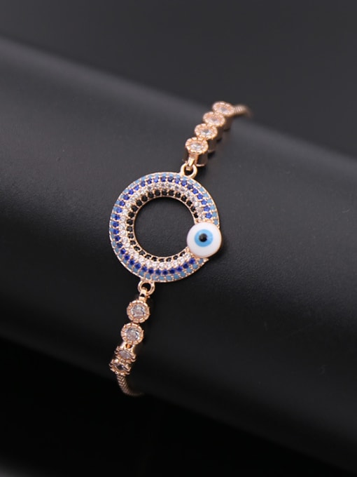 Rose Gold Zircon Round Adjustable Bracelet