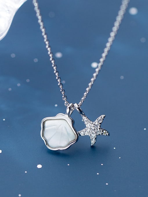 Rosh 925 Sterling Silver With Platinum Plated Simplistic Star Necklaces 1
