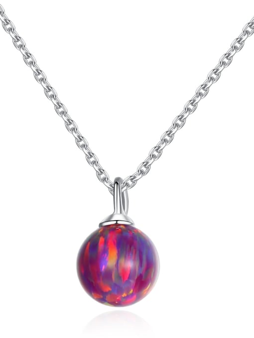 CCUI 925 Sterling Silver With multicolor opal simple  Ball Necklaces 0