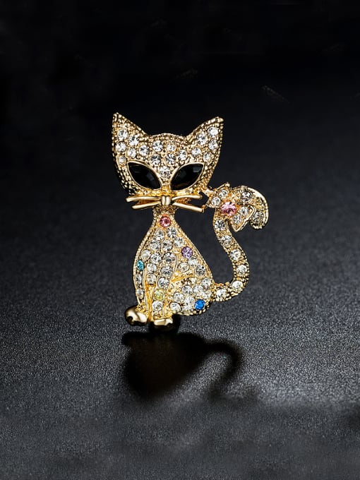 UNIENO Cat-shaped Zircon Brooch 0