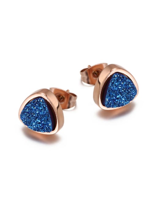 Blue 18K Rose Gold Titanium Crystal Cluster stud Earring