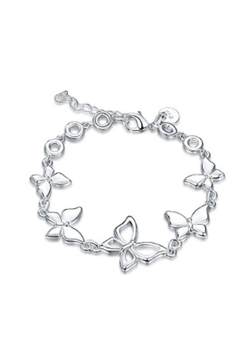 OUXI Simple Butterflies Silver Plated Bracelet 0
