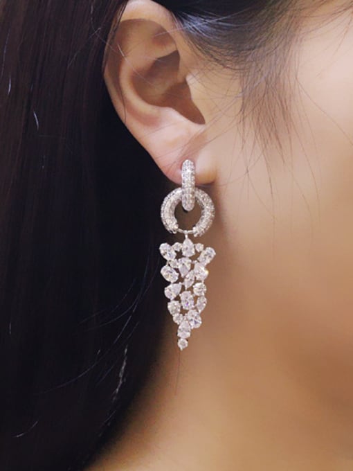 L.WIN Rose Gold Plated Zircon Drop Cluster earring 1