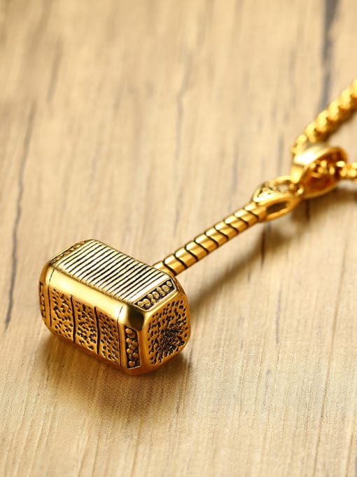 CONG Personality Hammer Shaped Gold Plated Titanium Pendant 1
