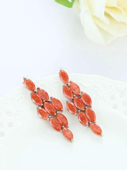 Wei Jia Bohemia style Marquise Zirconias Copper Stud Earrings 0