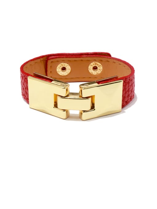 gold red Alloy With Gold Plated Punk Fringe Artificial Leather Bangles