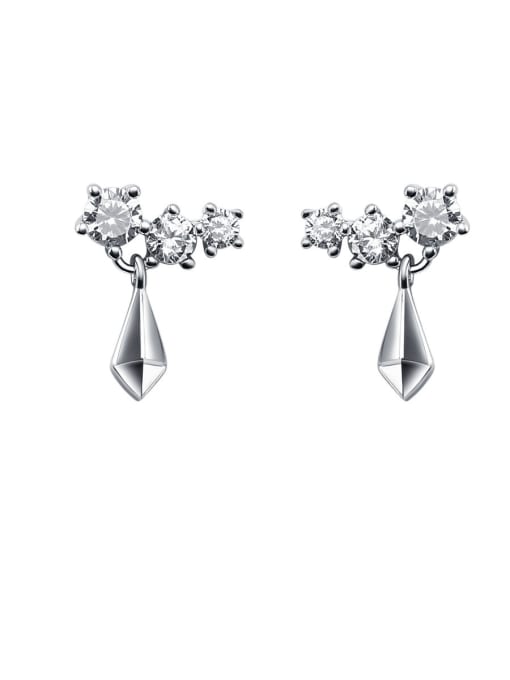 sliver 925 Sterling Silver With Cubic Zirconia Classic Water Drop Drop Earrings