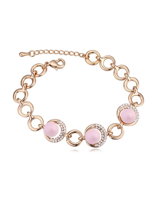 pink Fashion Champagne Gold Plated Imitation Pearls Alloy Bracelet