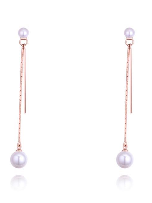 Rose Gold Simple Imitation Pearls Alloy Plating Drop Earrings