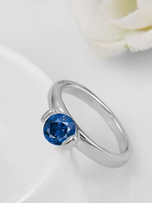 Ronaldo Fashionable Blue Swiss Zircon Geometric Shaped Ring 2