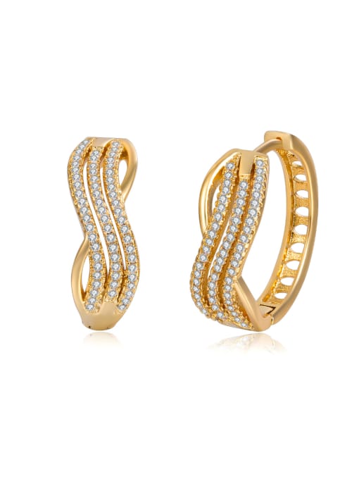Golden Micro-inlay zircon water-ripple bling bling classic Earrings