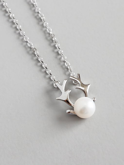 DAKA Pure Silver Natural Freshwater Pearl Christmas antlers Necklace