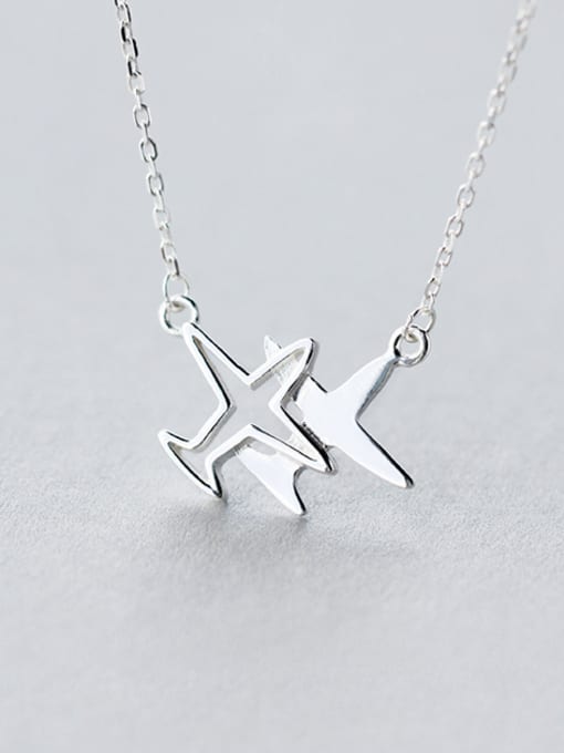 Rosh S925 silver hollow small plane necklace