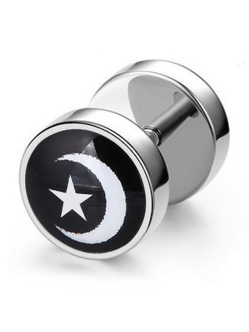 the moon and the stars Stainless Steel With Silver Plated Trendy Geometric umbbell Stud Earrings