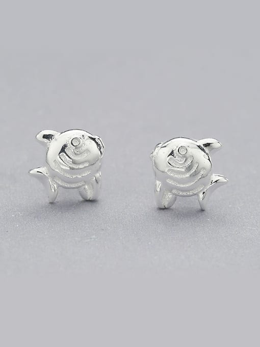 One Silver Women Cute Fish Shaped Earrings 0