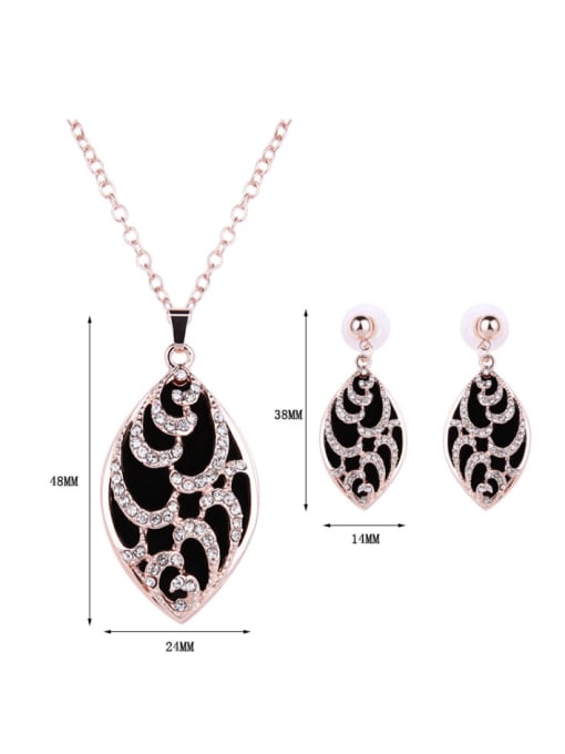 BESTIE 2018 Alloy Rose Gold Plated Fashion Rhinestones Water Drop shaped Two Pieces Jewelry Set 2