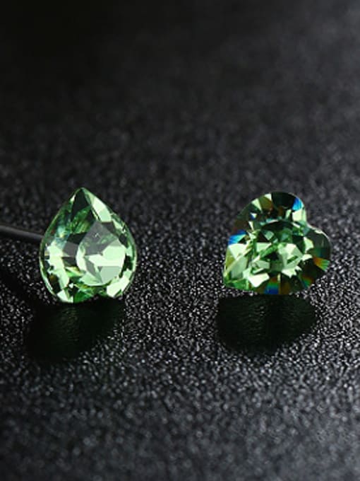 green Copper Alloy Titanium Plated Simple style Heart-shaped Crystal stud Earring
