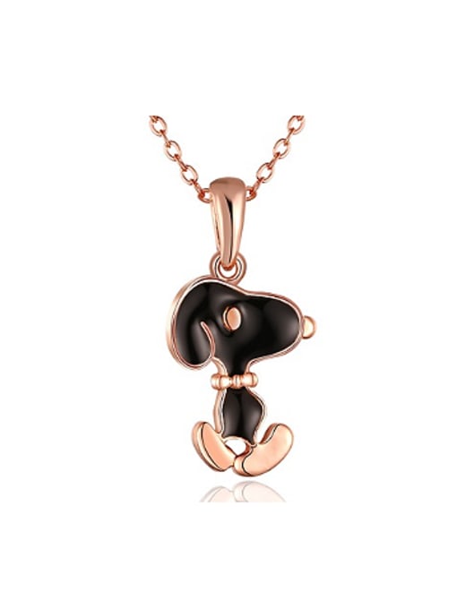 Rose Gold Fashion Cartoon Snoopy Rhinestones Necklace