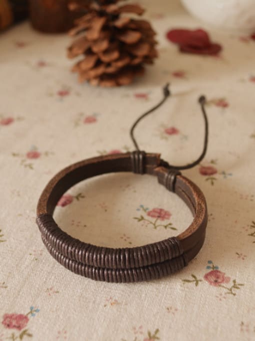 Dandelion Adjustable Length Cownhide Leather Bracelet