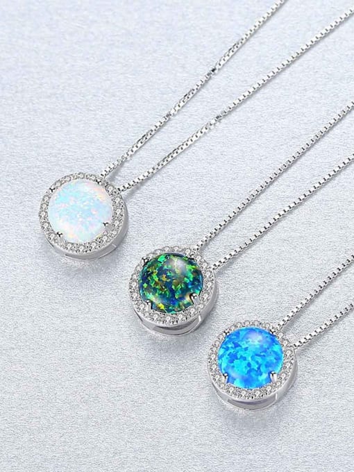 CCUI Sterling Silver multicolored round opal  Necklace 2