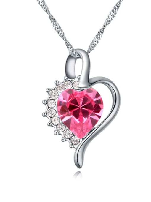 QIANZI Fashion Heart austrian Crystals Pendant Alloy Necklace 2