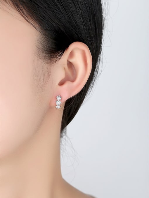 RANSSI Fashion Tiny Zirconias Flowers Copper Earrings 1