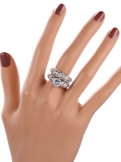 ZK Hollow Two Pieces Hot Selling White Women Ring 1